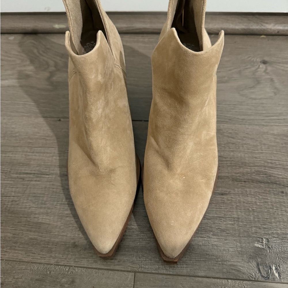 Vince Camuto Tan Suede Ankle Booties - Picture 2 of 7
